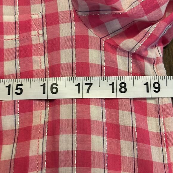 Anthropologie Pilcro Deb Shimmer Gingham Ombre Button Front Relaxed Shirt Small - Picture 13 of 13